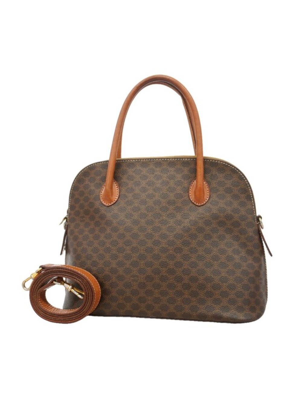 Celine Handbag Macadam Brown Gold 2-Way Bag